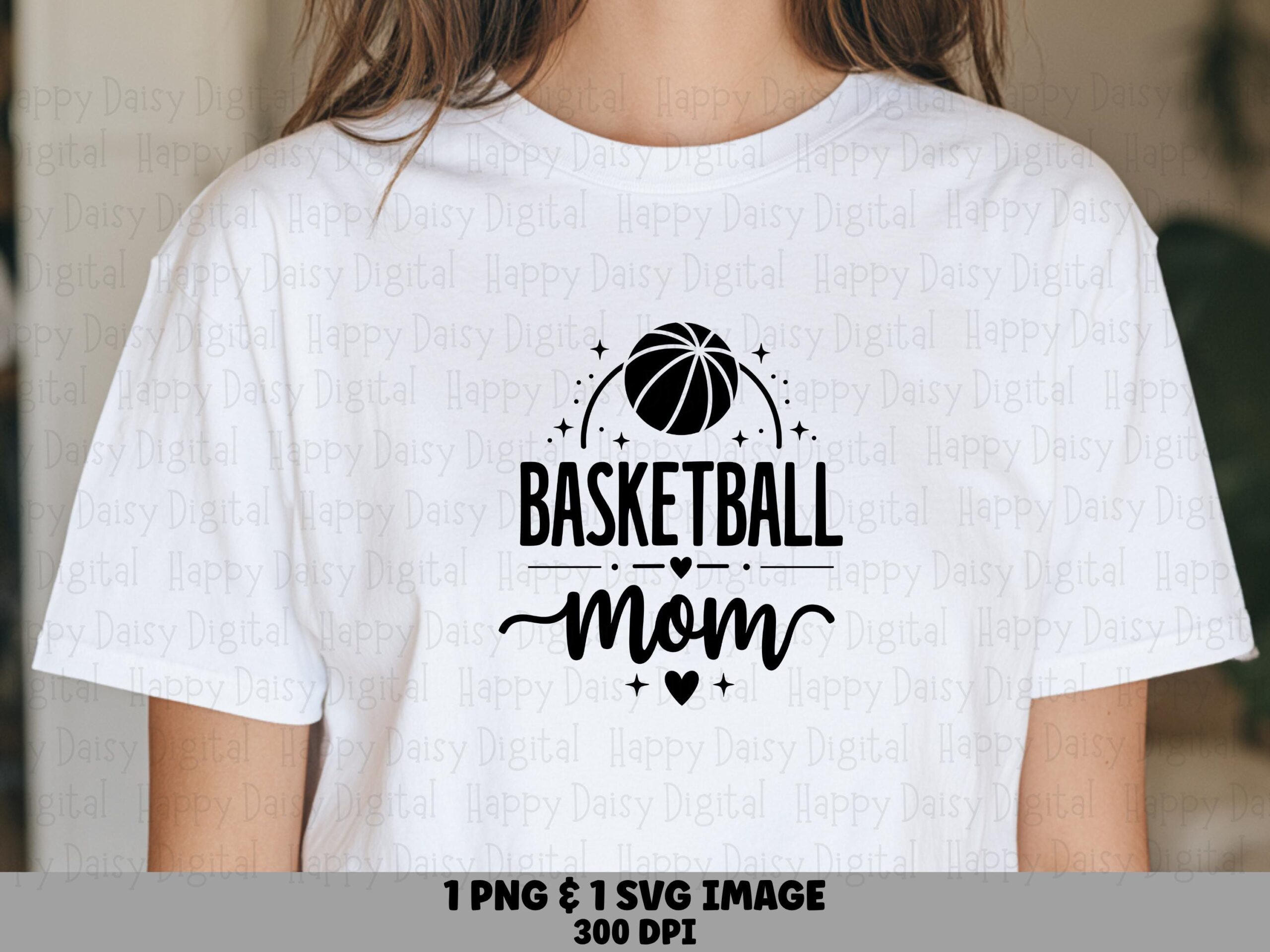 Basketball Mom, Starry Sparkle Design PNG SVG Bundle | Digital Files | Print-Ready 300 dpi, For POD Sellers