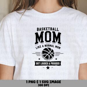 Louder Prouder, Distressed Basketball Mom Design PNG & SVG | Sublimation Commercial Use, 300 DPI