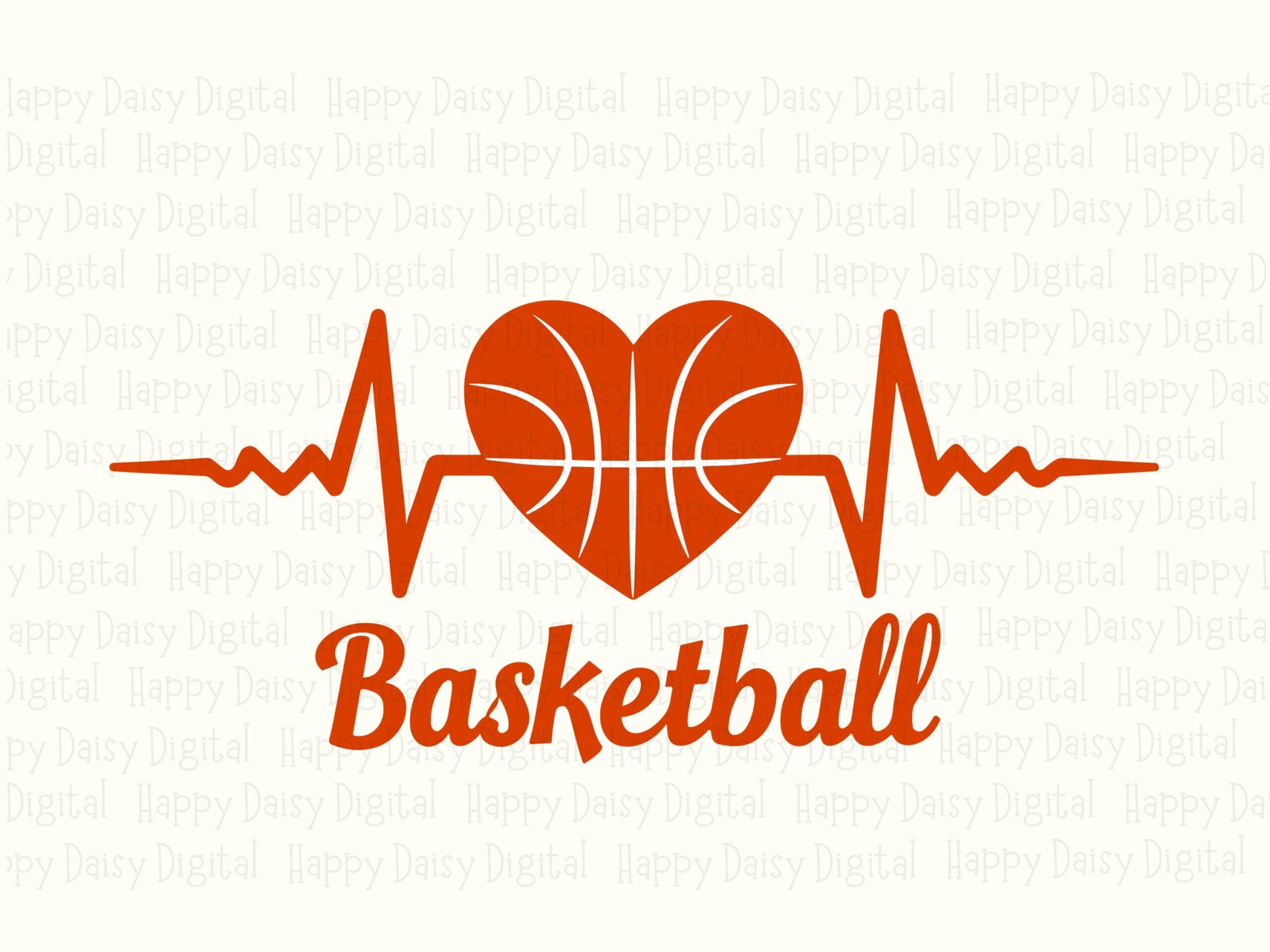 Basketball Pulse, Minimalist Heartbeat Design PNG SVG | Digital Clipart | 300 DPI, Commercial License - Image 2