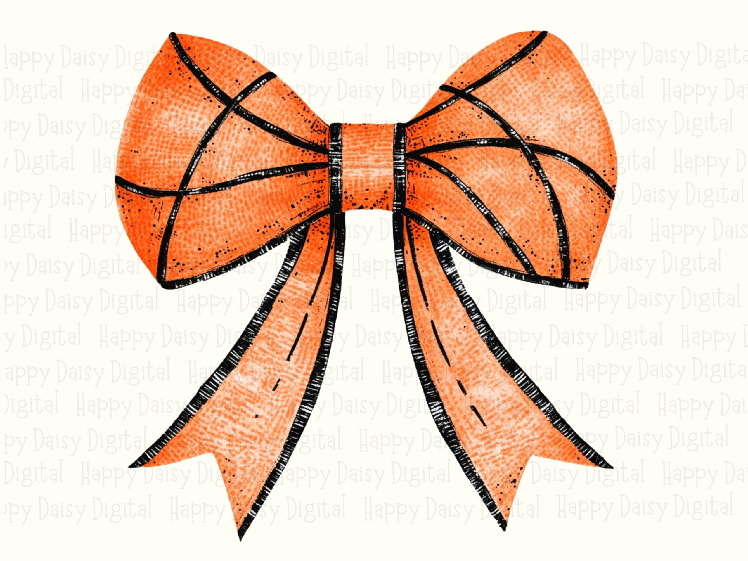 Basketball Bow, Textured Cheer Hair PNG | Orange Sublimation Graphic | 300 DPI, Commercial Use - Image 2