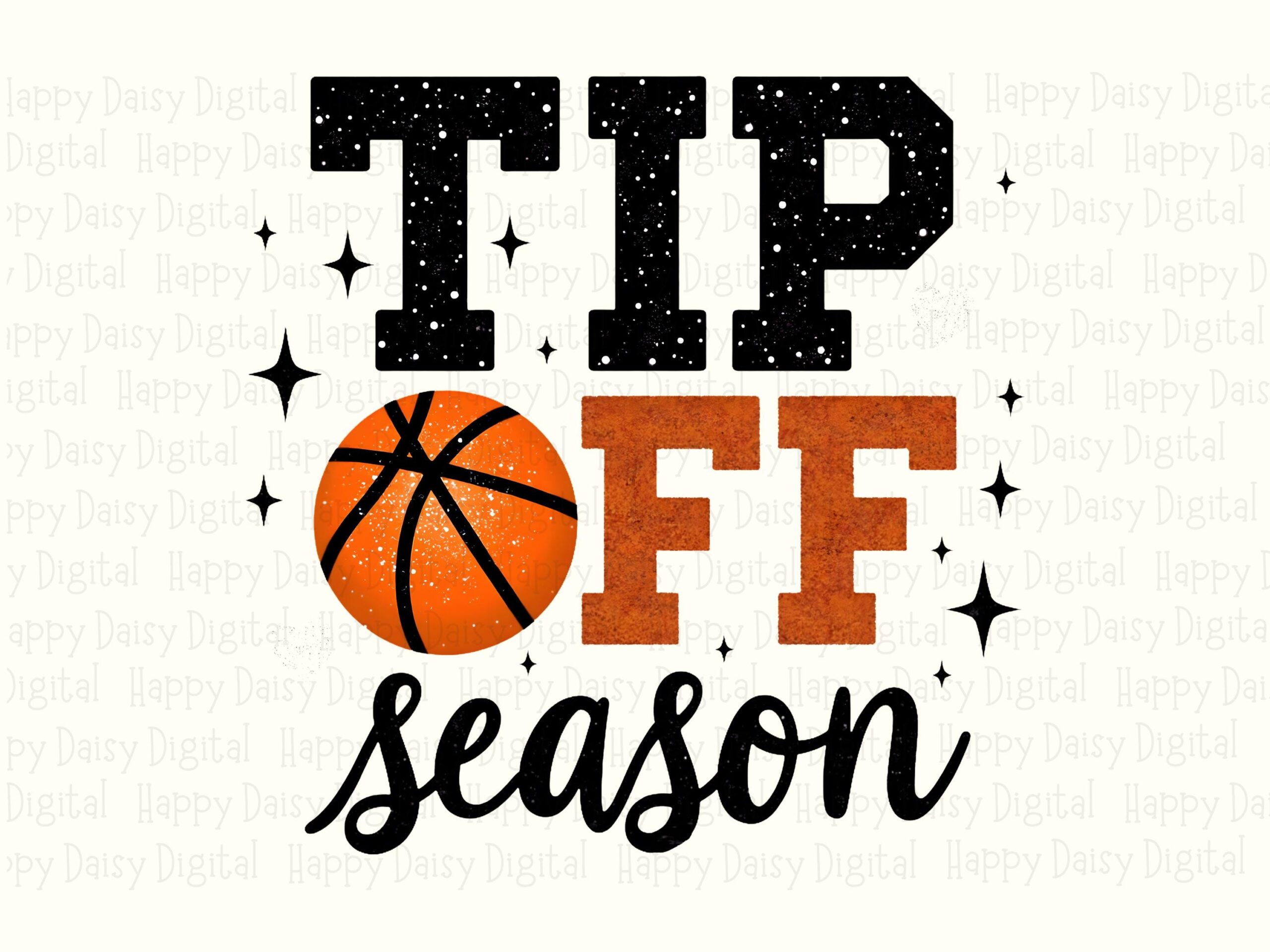 Tip Off Season, Distressed Orange Basketball Graphic Sublimation PNG | Commercial Use | 300 DPI Transparent File - Image 2