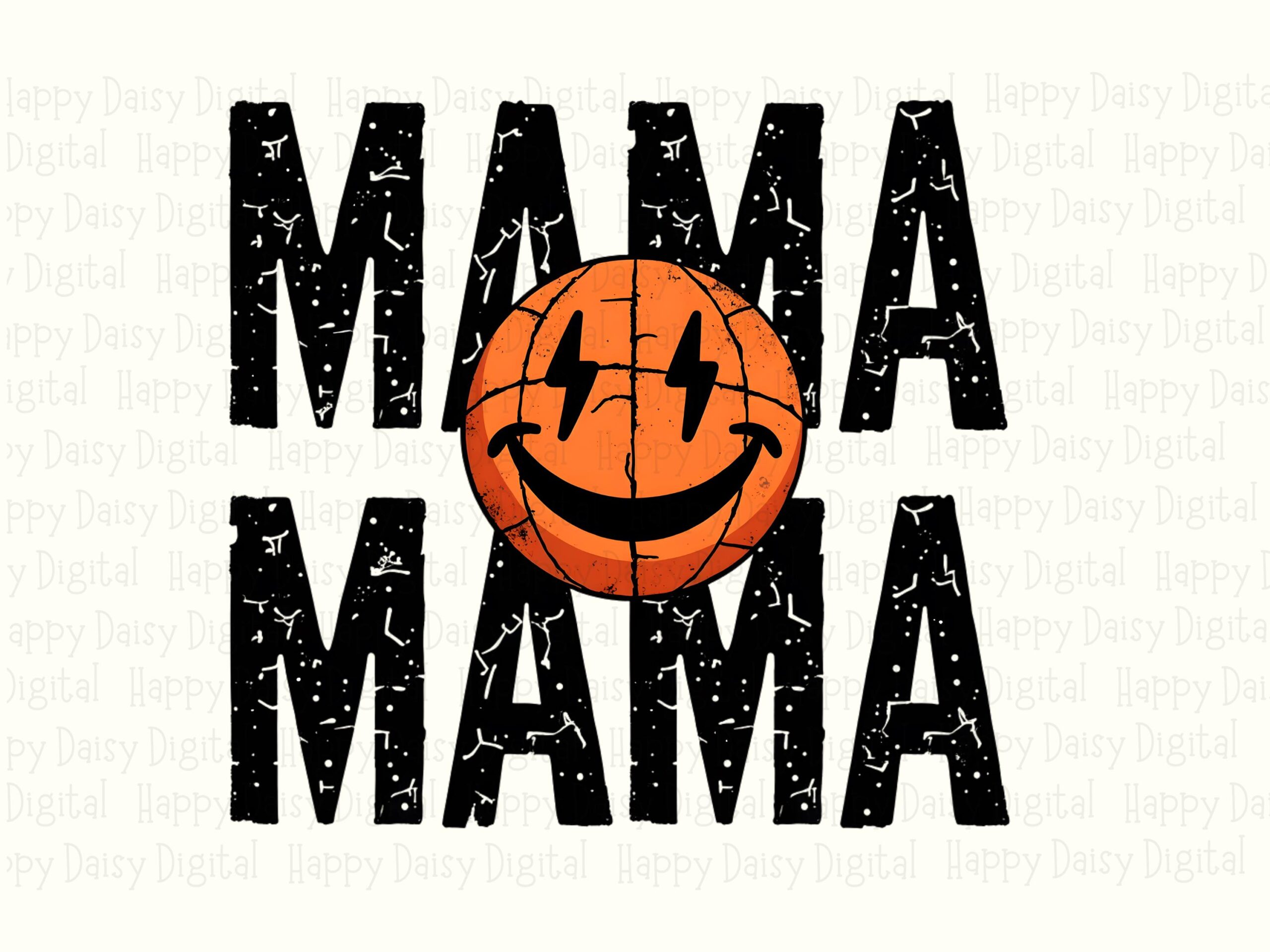Basketball Mama, Distressed Smiley Design PNG | Sublimation Commercial License | 300 DPI, POD Clipart - Image 2