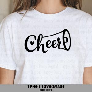 Cheer Script, Megaphone Cursive Design PNG & SVG | Sublimation-Compatible | Commercial Use, Print-Ready 300 DPI