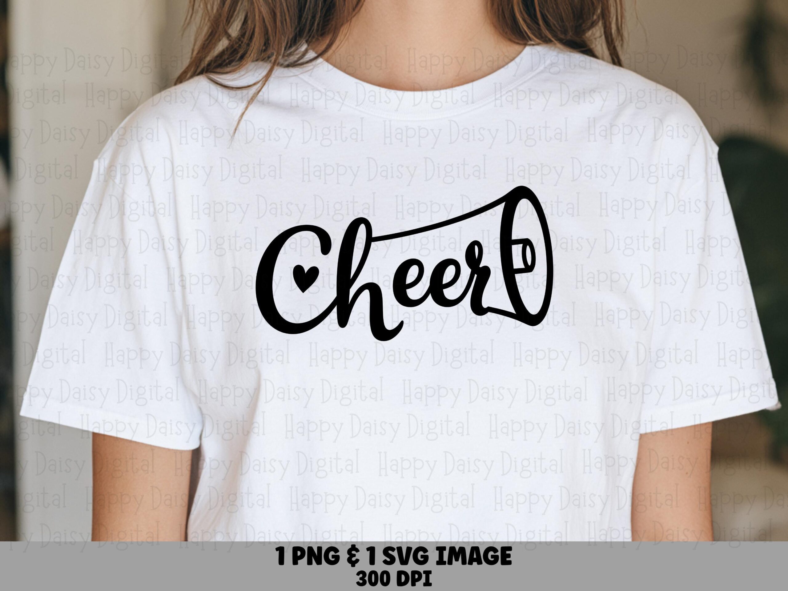Cheer Script, Megaphone Cursive Design PNG & SVG | Sublimation-Compatible | Commercial Use, Print-Ready 300 DPI