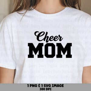 Cheer Mom, Varsity Block Letters With Cursive Script PNG & SVG | Sublimation, 300 DPI, Commercial Use