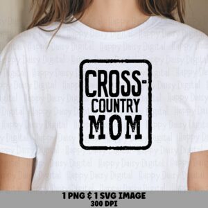 Cross Country Mom, Distressed Stamp Badge PNG SVG | Digital Files, 300 DPI - Commercial Use