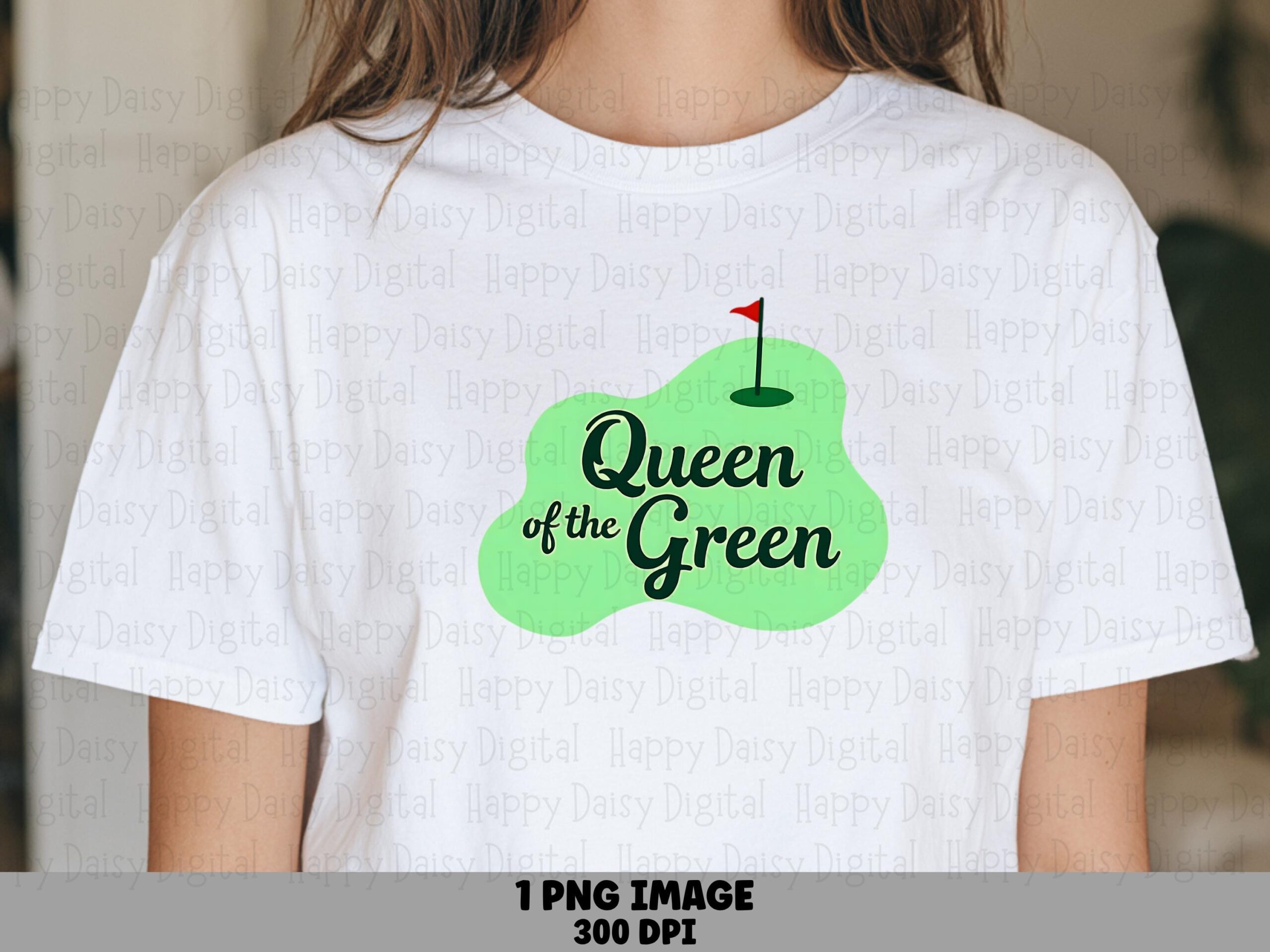 Queen Of Green, Golf Script PNG | Sublimation Commercial Use | 300 DPI, Clear Background, Red Flag Illustration