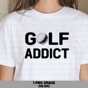 Golf Addict, Bold Block Text PNG, Textured Ball Graphic | Sublimation File | Commercial Use, 300 DPI Print-Ready