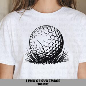 Golf Ball, Scratchboard Illustration PNG & SVG | Sublimation, 300 DPI - Commercial Use, Tall Grass