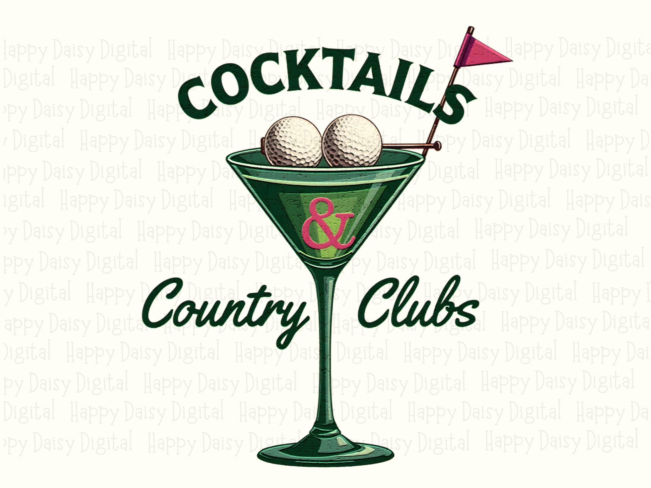 Sublimation PNG, Country Club Cocktail Clipart - Green Martini With Golf Balls | Commercial Use, 300 DPI - Image 2