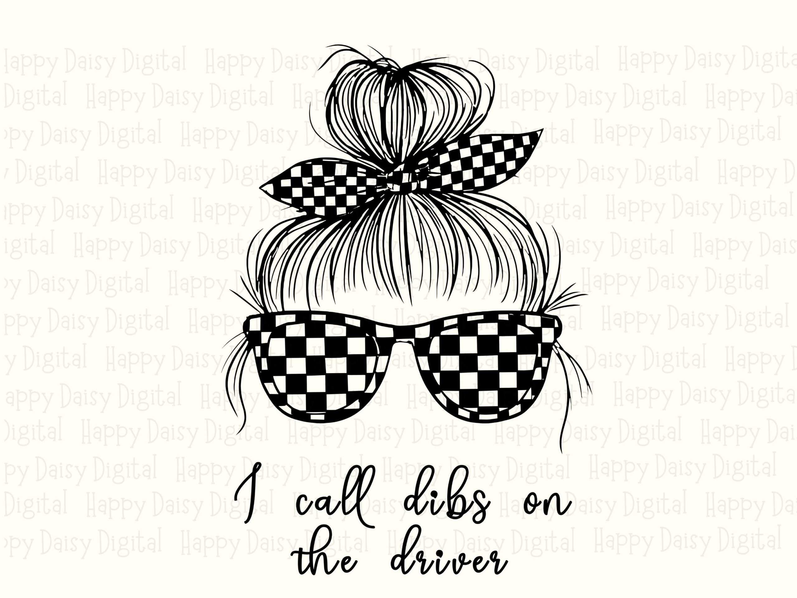 Dibs Driver PNG, Racing Line Art Woman Clipart, Checkered Bandana Sunglasses | SVG, Sublimation, Commercial Use - Image 2