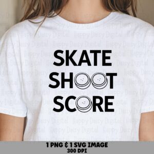 Skate Shoot Score, Bold Hockey Lettering PNG SVG | Commercial Clipart, 300 dpi, POD Friendly