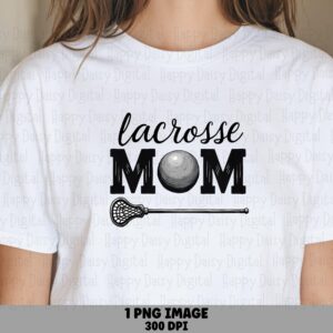 Lacrosse Mom, Stick Illustration, Ball Accent | Sublimation PNG, Commercial Use, Print-Ready, 300 DPI