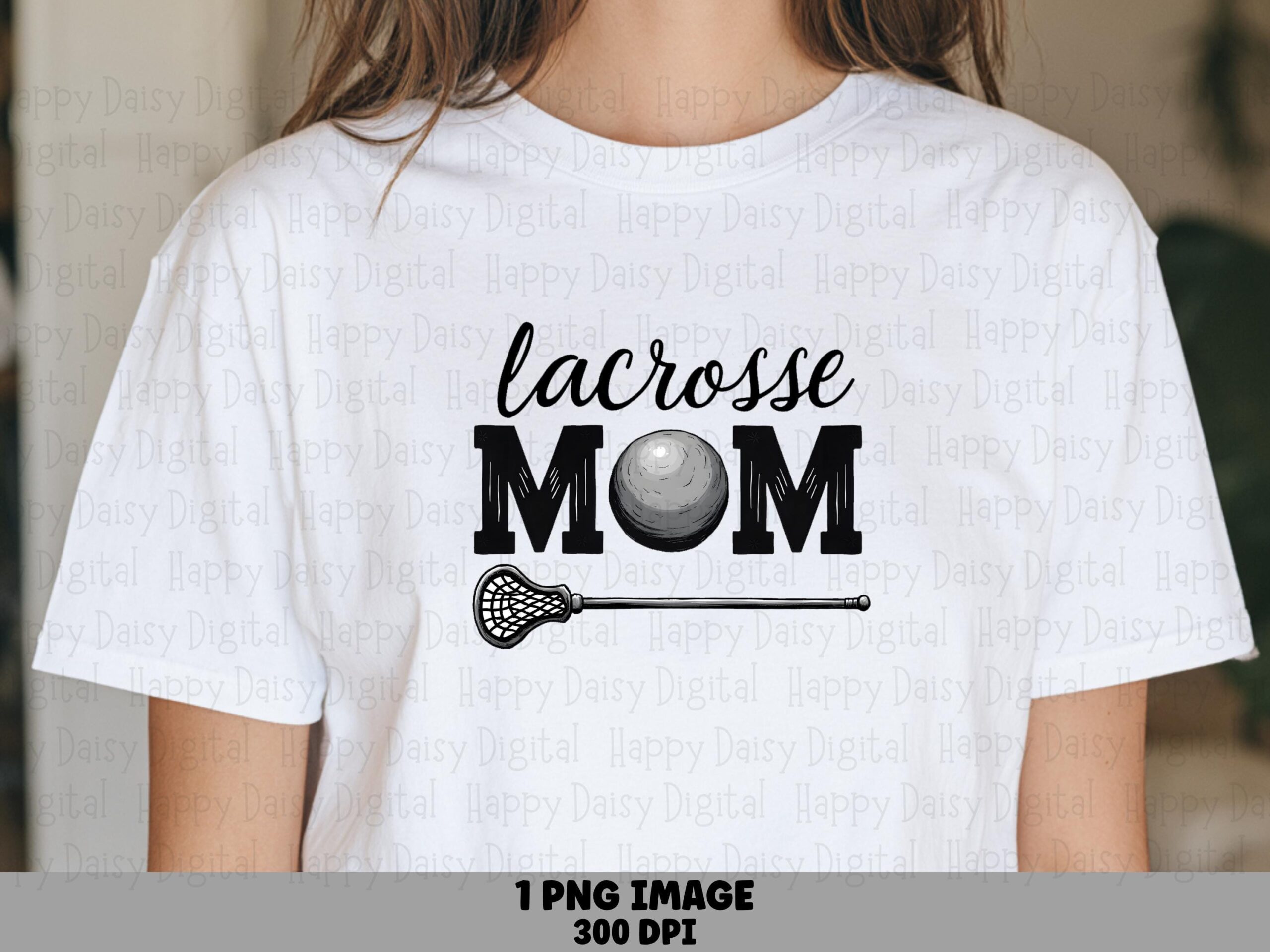 Lacrosse Mom, Stick Illustration, Ball Accent | Sublimation PNG, Commercial Use, Print-Ready, 300 DPI