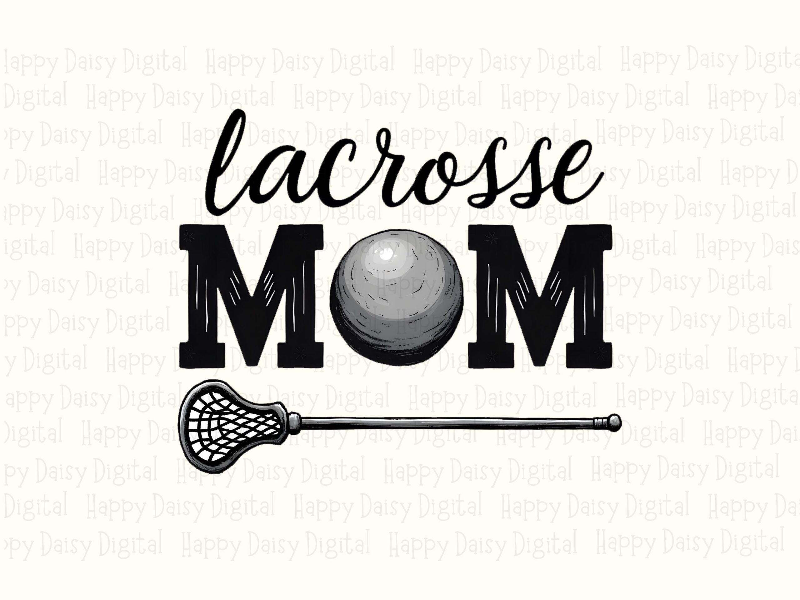Lacrosse Mom, Stick Illustration, Ball Accent | Sublimation PNG, Commercial Use, Print-Ready, 300 DPI - Image 2