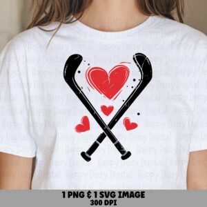Hockey Hearts, Valentine Love Design | PNG & SVG, Sublimation Graphic, 300 DPI, Commercial License