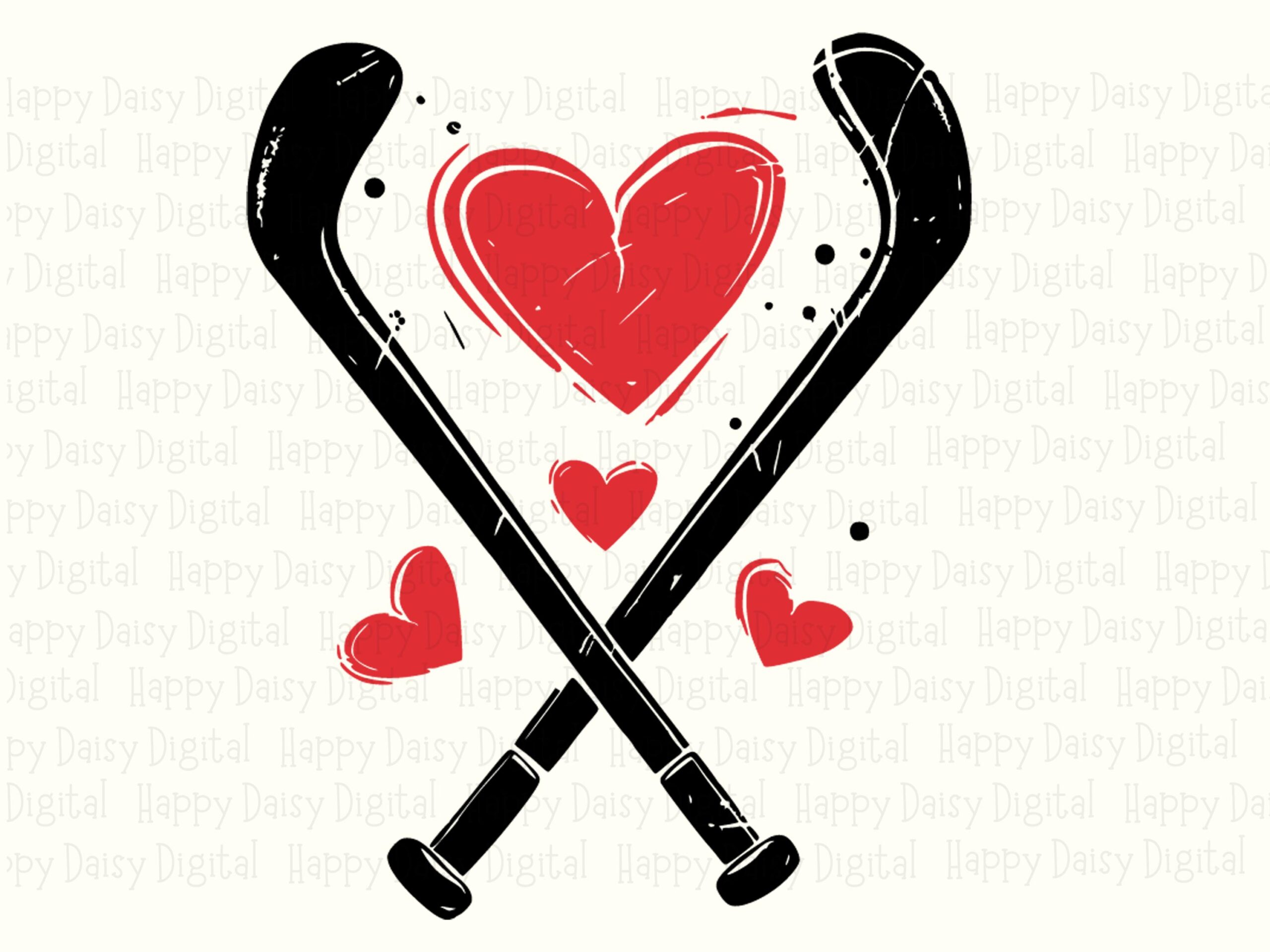 Hockey Hearts, Valentine Love Design | PNG & SVG, Sublimation Graphic, 300 DPI, Commercial License - Image 2