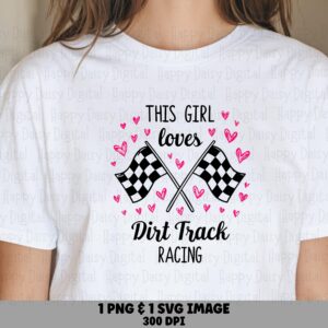 Dirt Track, Hand-Drawn Racing Clipart, Pink Hearts Checkered Flags | PNG & SVG, 300 DPI, Commercial Use