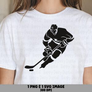 Hockey Player, Silhouette Action Pose Clipart | PNG & SVG Files, Sublimation Ready, Commercial License