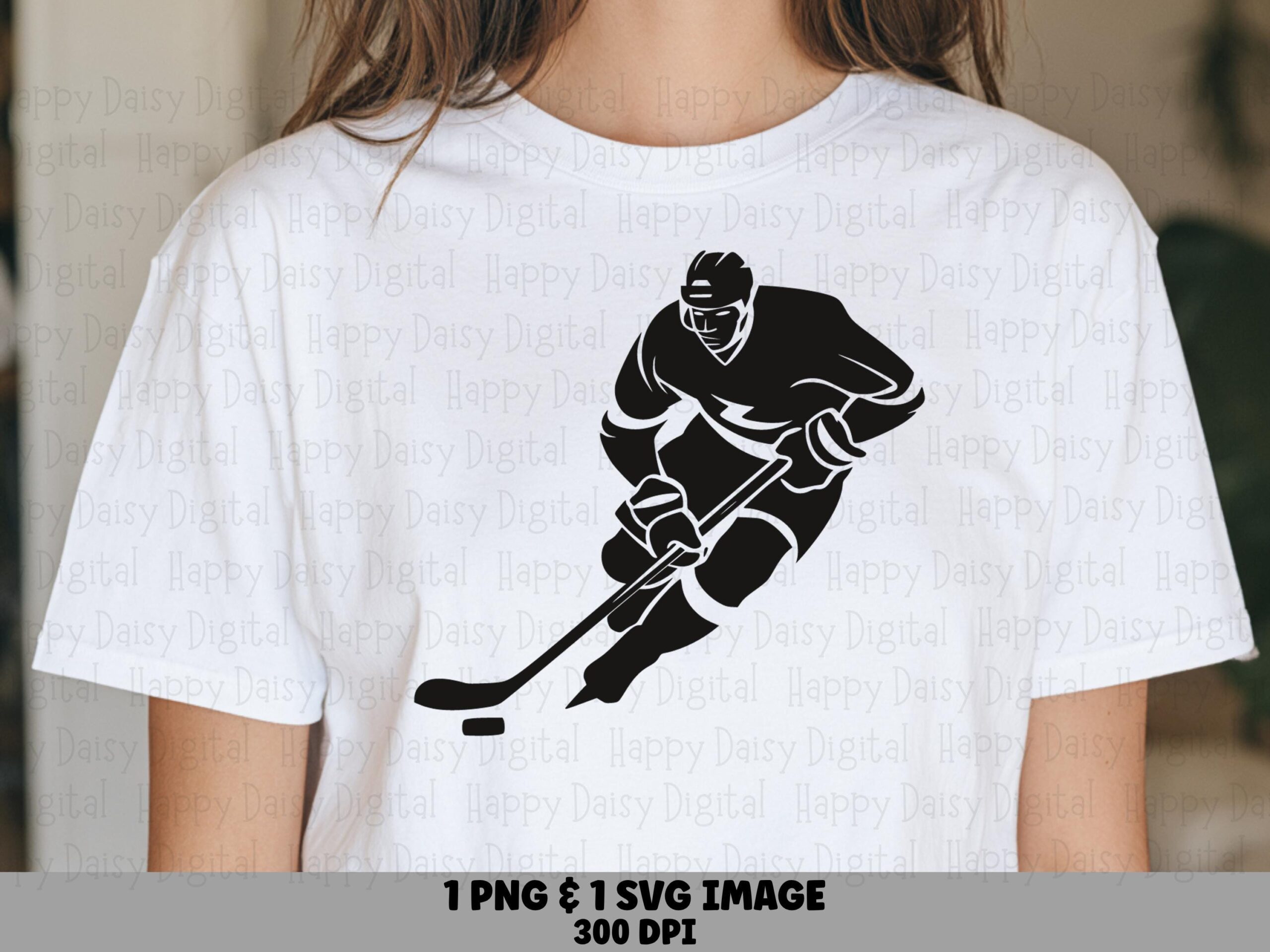 Hockey Player, Silhouette Action Pose Clipart | PNG & SVG Files, Sublimation Ready, Commercial License