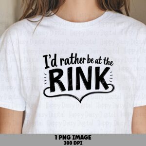 Rink PNG Design, Distressed Script Hockey Graphic - Sublimation, Commercial Use, Hand-Drawn Accents, 300 DPI