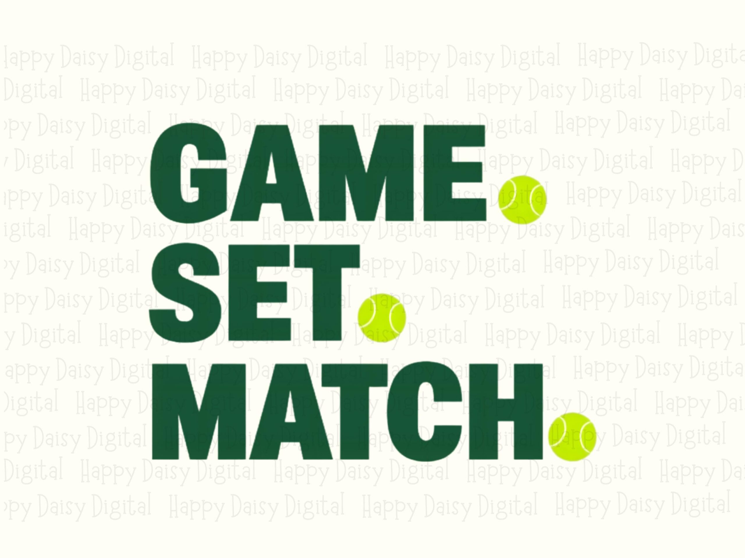 Game Set Match, Bold Stacked Text PNG, Tennis Ball Punctuation | Sublimation Commercial License | 300 DPI - Image 2