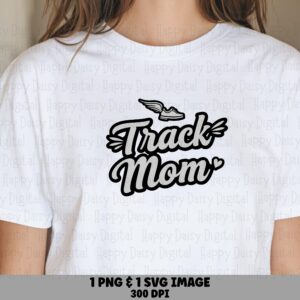 Retro Track Mom, Vintage Script Design PNG & SVG, Winged Shoe Clipart - Commercial Use, 300 DPI