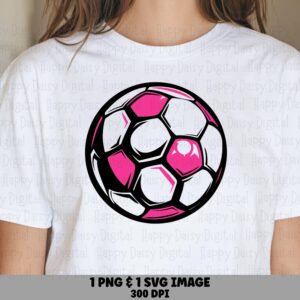 Soccer Ball, Pink Panel Clipart PNG SVG | Sublimation Ready, Commercial Use, T-Shirt Mockup, Cricut Compatible