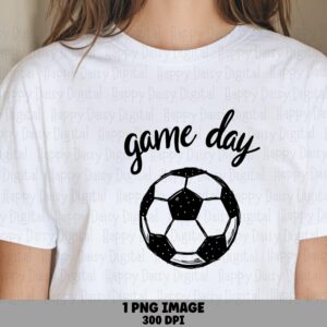 Game Day, Sketch Style PNG | Sublimation, Commercial Use, Black White Soccer Ball Clipart Design