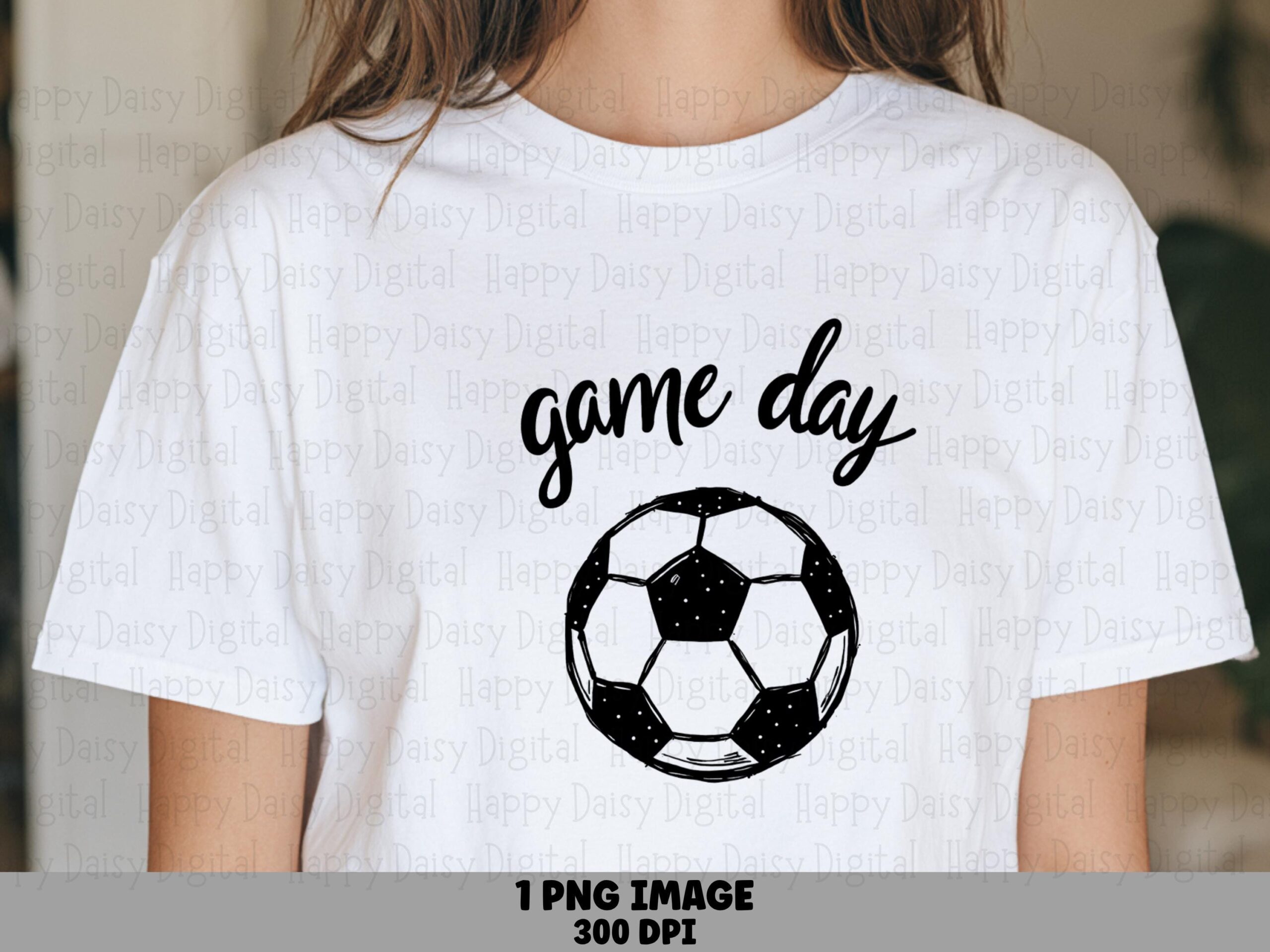 Game Day, Sketch Style PNG | Sublimation, Commercial Use, Black White Soccer Ball Clipart Design