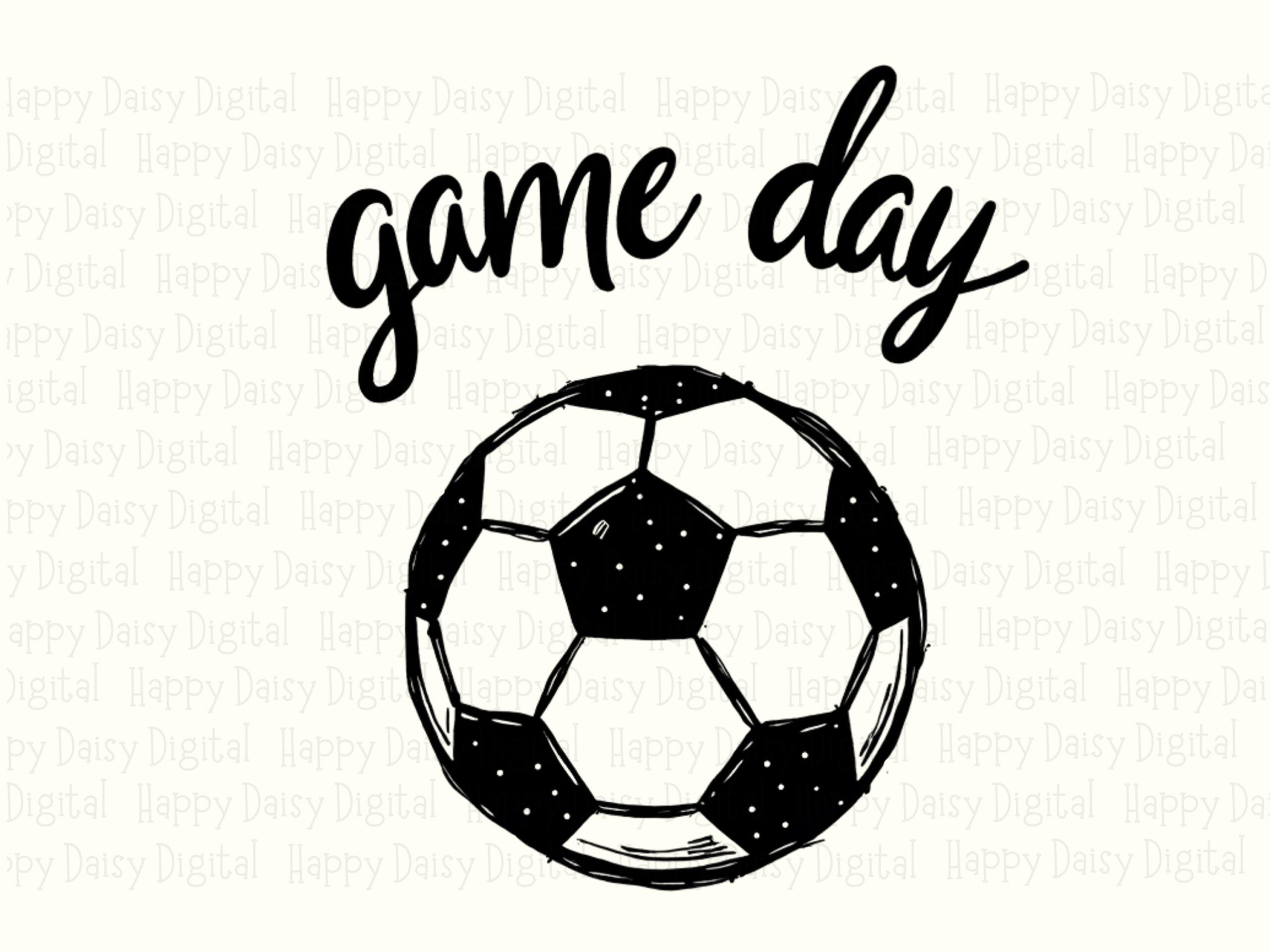 Game Day, Sketch Style PNG | Sublimation, Commercial Use, Black White Soccer Ball Clipart Design - Image 2