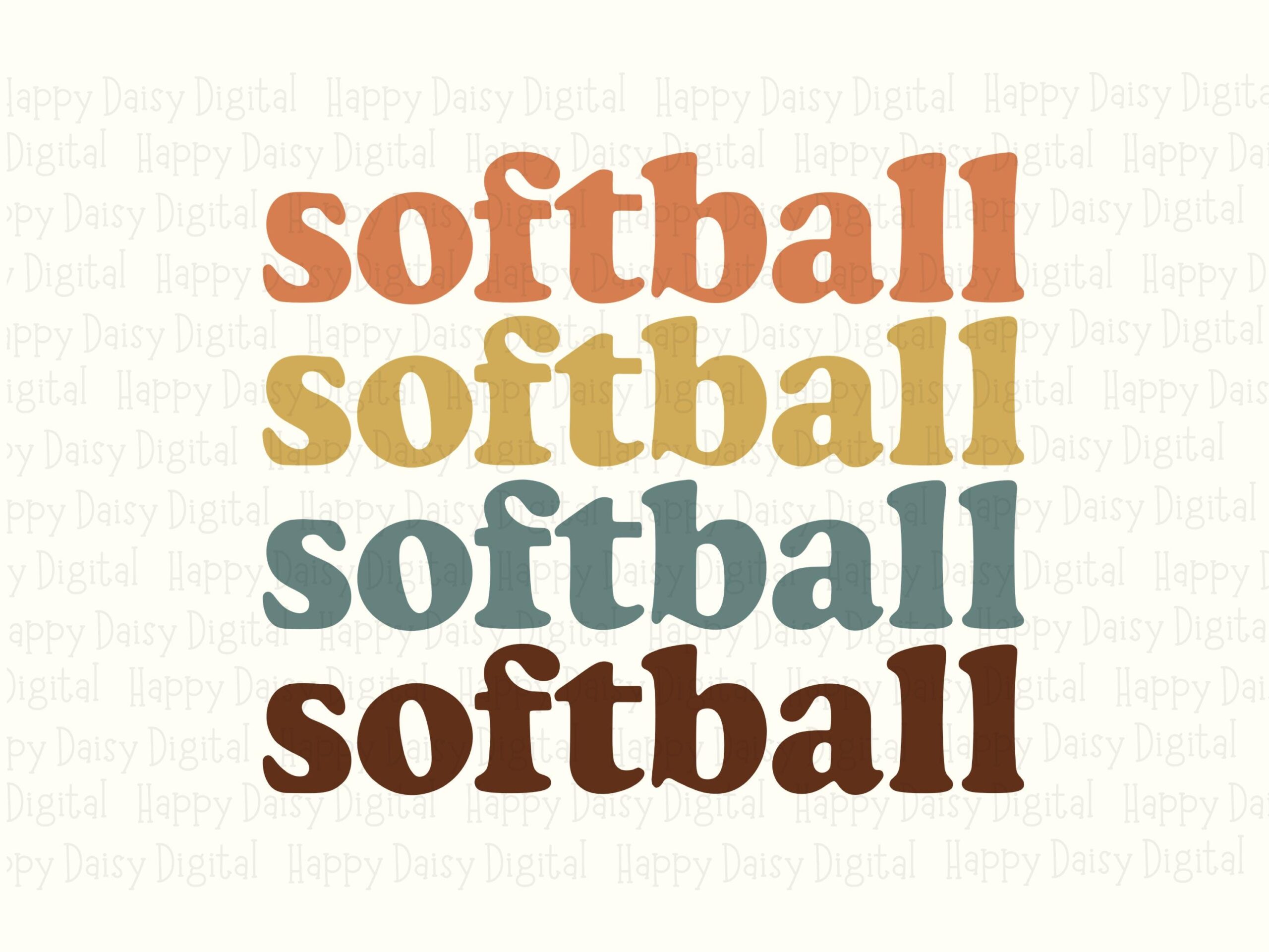 Retro Stack PNG, Softball Clipart, Vintage Orange Mustard Teal Brown - SVG File | Sublimation, Commercial Use, POD - Image 2