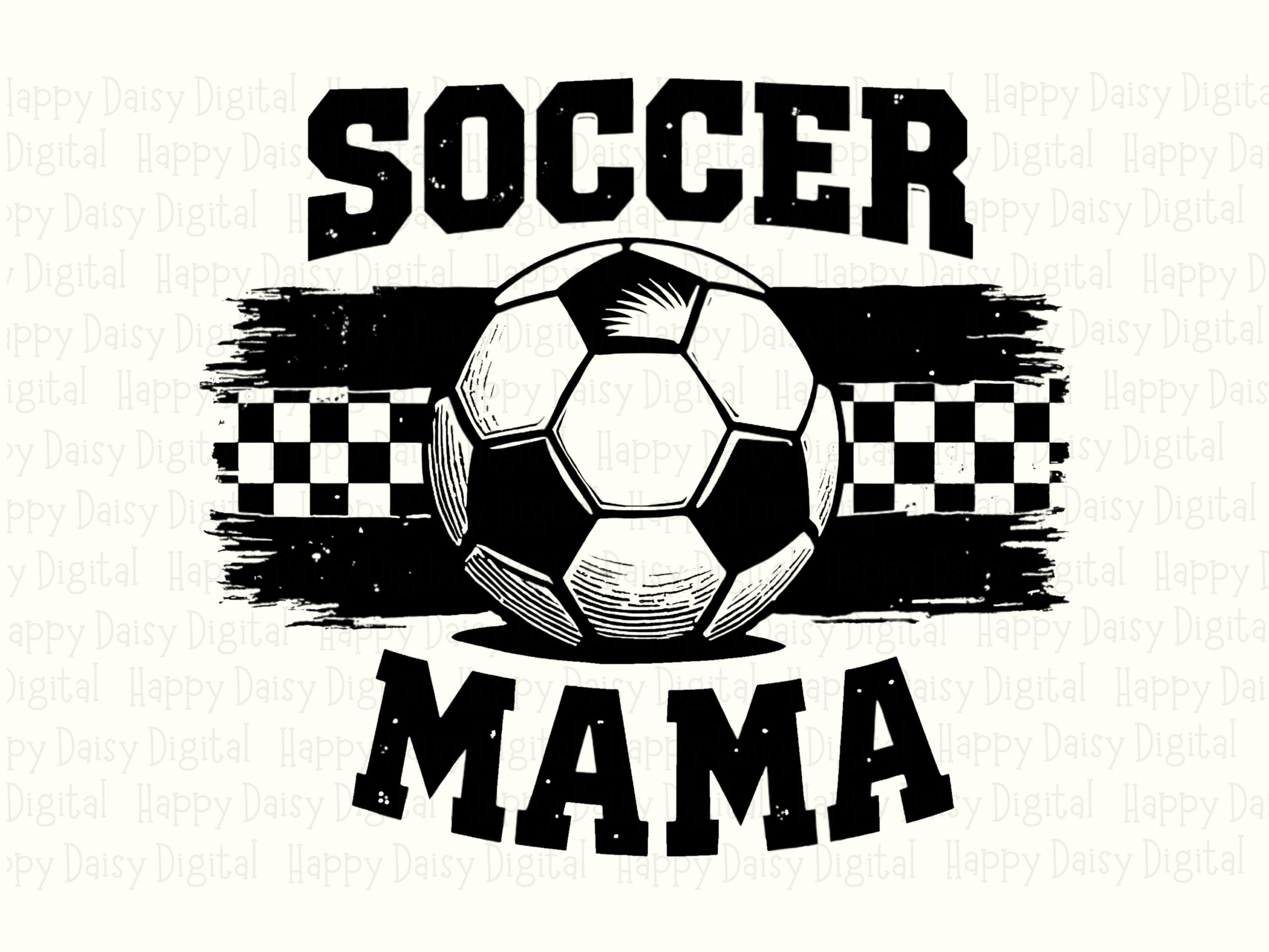Soccer Mama PNG, Checkered Flag Clipart, Black White Ball - Sublimation, Commercial License, 300DPI PrintReady - Image 2