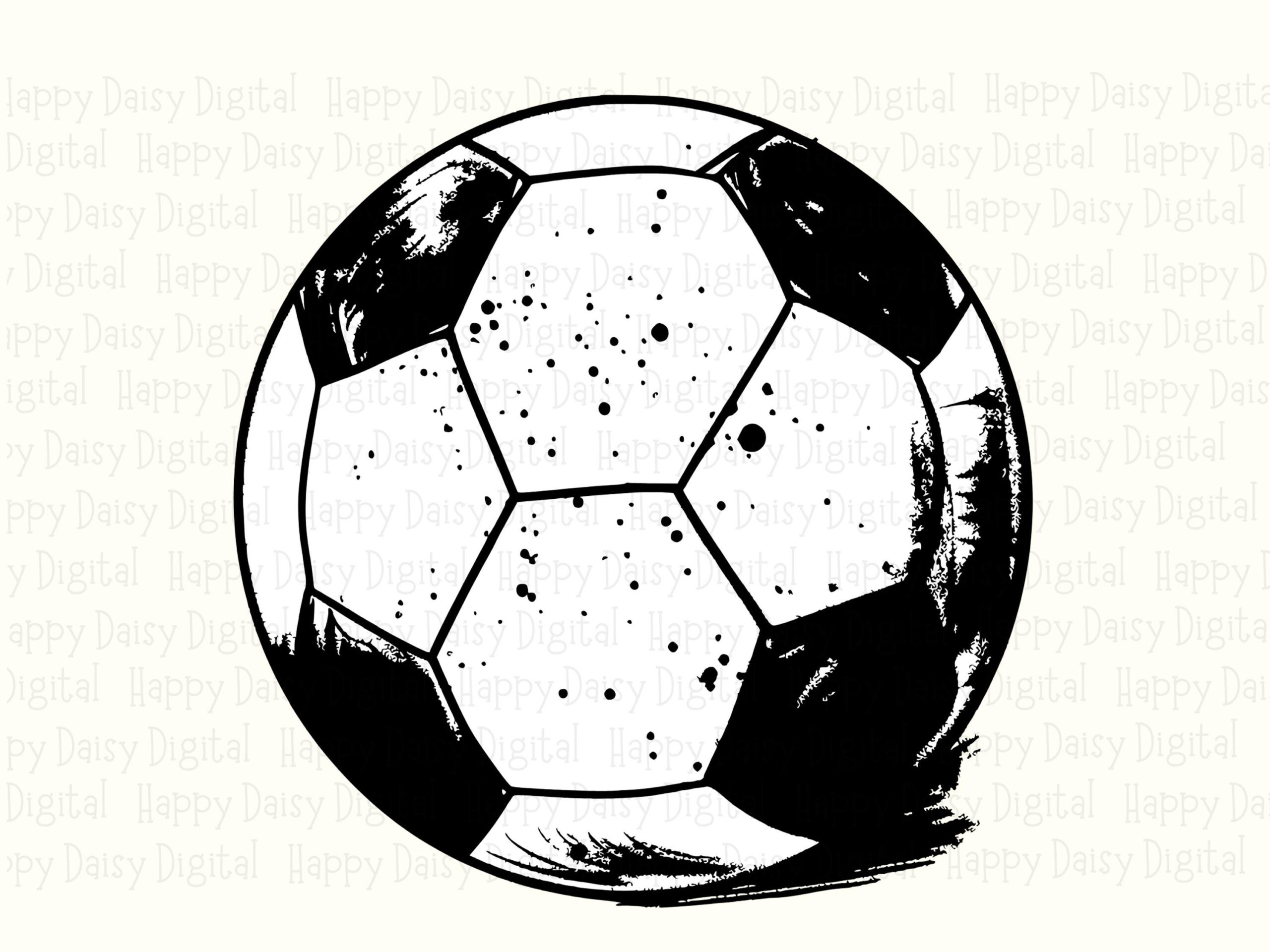 Soccer Ball, Distressed Grunge Clipart, Brush Stroke Sketch | PNG & SVG, 300 DPI, Commercial Use - Image 2