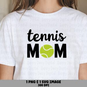 Tennis Mom, Bold Ball Letter PNG SVG | Digital Sublimation Files, 300 DPI, Cricut Ready, Commercial Use