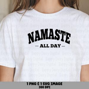 Namaste, Collegiate Yoga Design PNG & SVG - Sublimation Printable, Commercial Use | 300 DPI