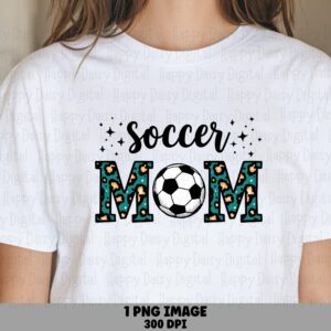 Soccer Mama, Leopard Pink Plaid PNG | Sublimation Graphic, Ball Cleat Accents, Hearts Stars, 300 DPI Commercial Use