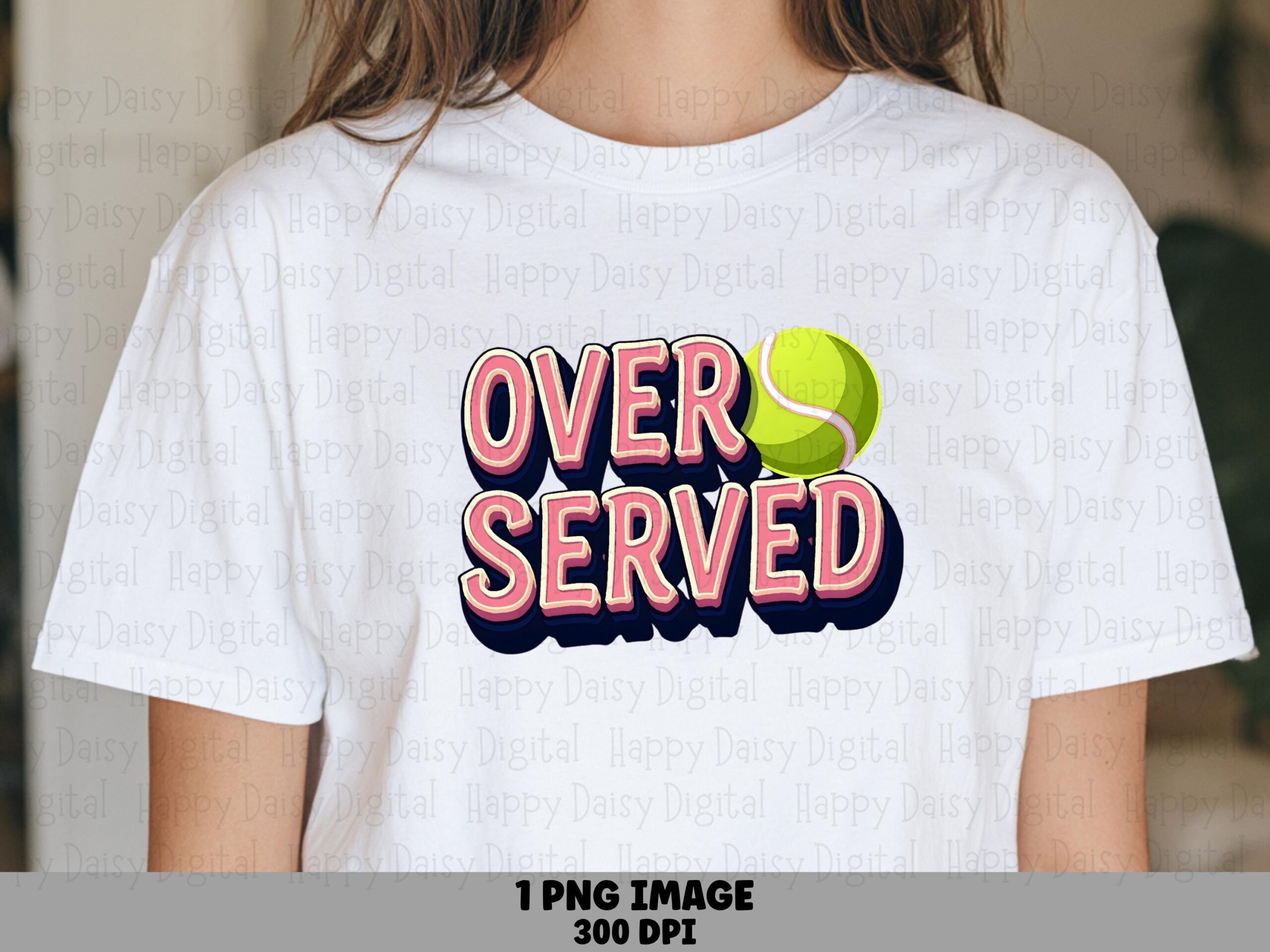 Over Served PNG, Bubble Letter Tennis Clipart | 300 DPI File | Sublimation, Commercial Use