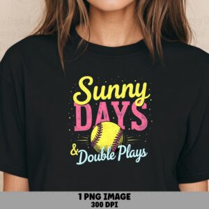 Softball, Sunny Days Script Clipart | Sublimation PNG, Commercial Use, Yellow Pink Design - 300 DPI