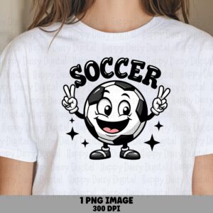 Happy Ball PNG, Cartoon Soccer Mascot | Sublimation Clipart, Smiling Face, Commercial Use, 300 DPI