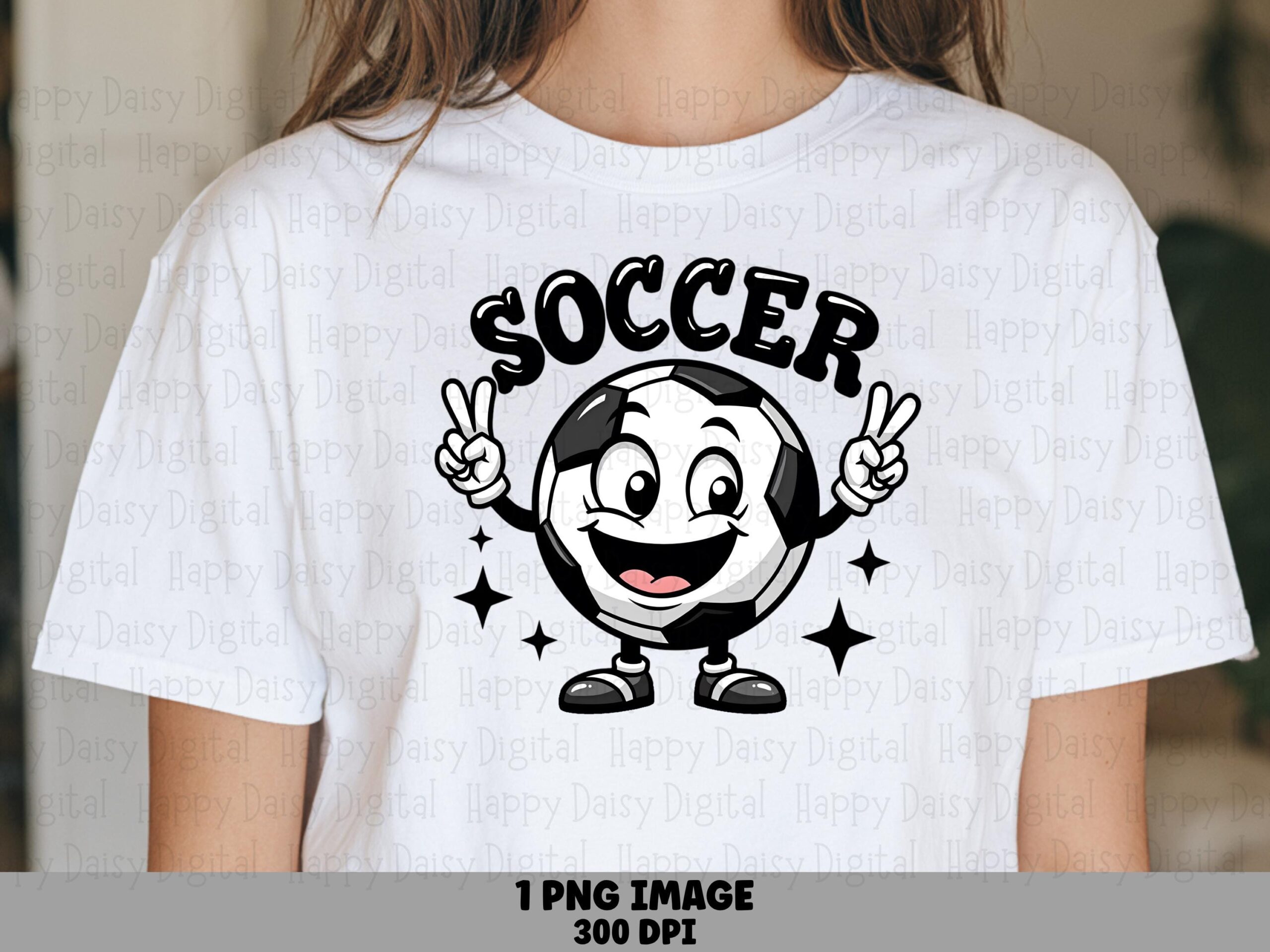 Happy Ball PNG, Cartoon Soccer Mascot | Sublimation Clipart, Smiling Face, Commercial Use, 300 DPI