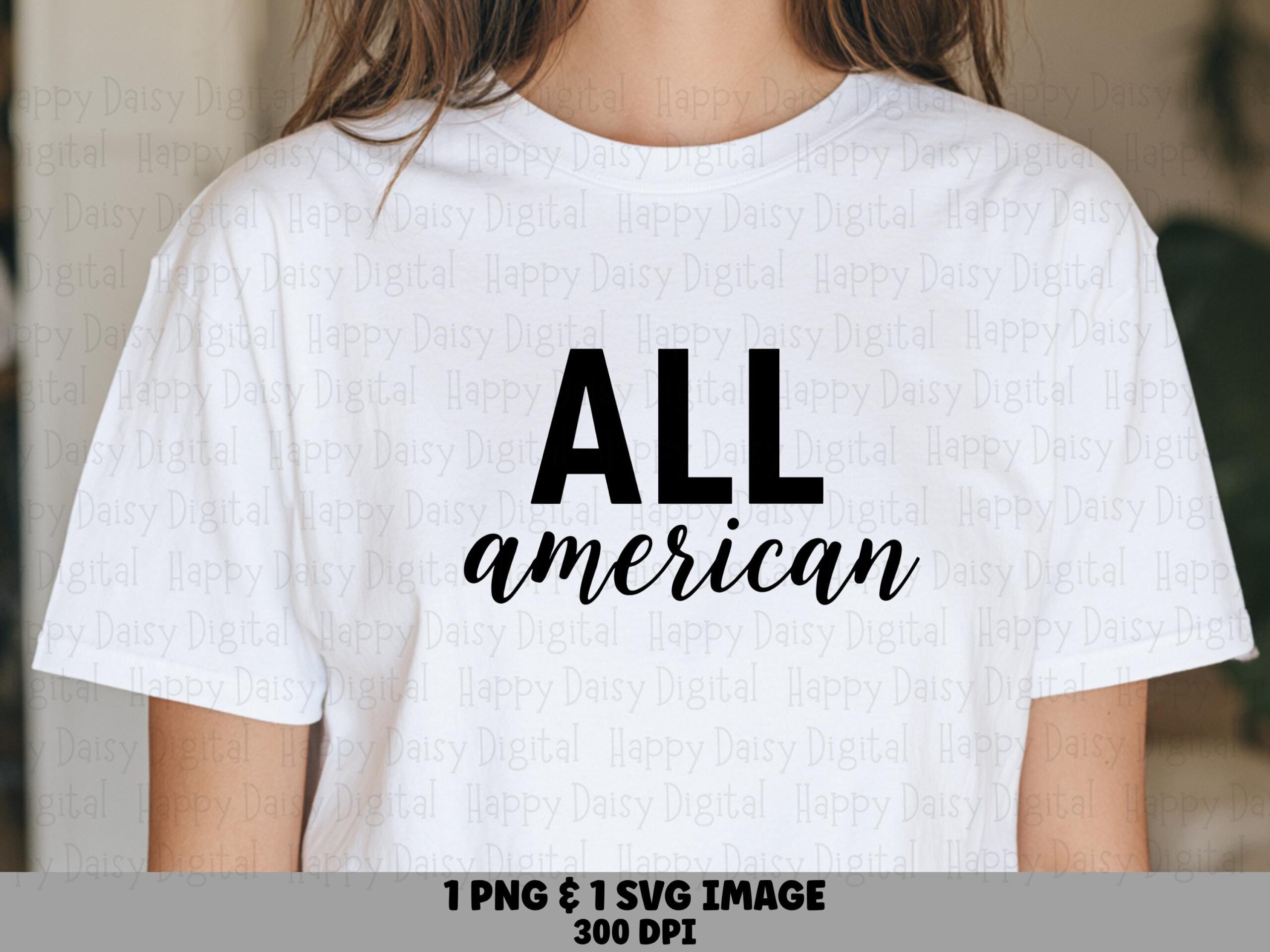 Patriotic Design PNG, All American Script Graphic, USA Pride Quote - Commercial Use, 300 DPI, Transparent