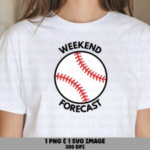 Weekend Forecast Png, Bold Fan Quote Design, Stitched Ball Graphic | Svg File, 300 DPI, Cricut Silhouette