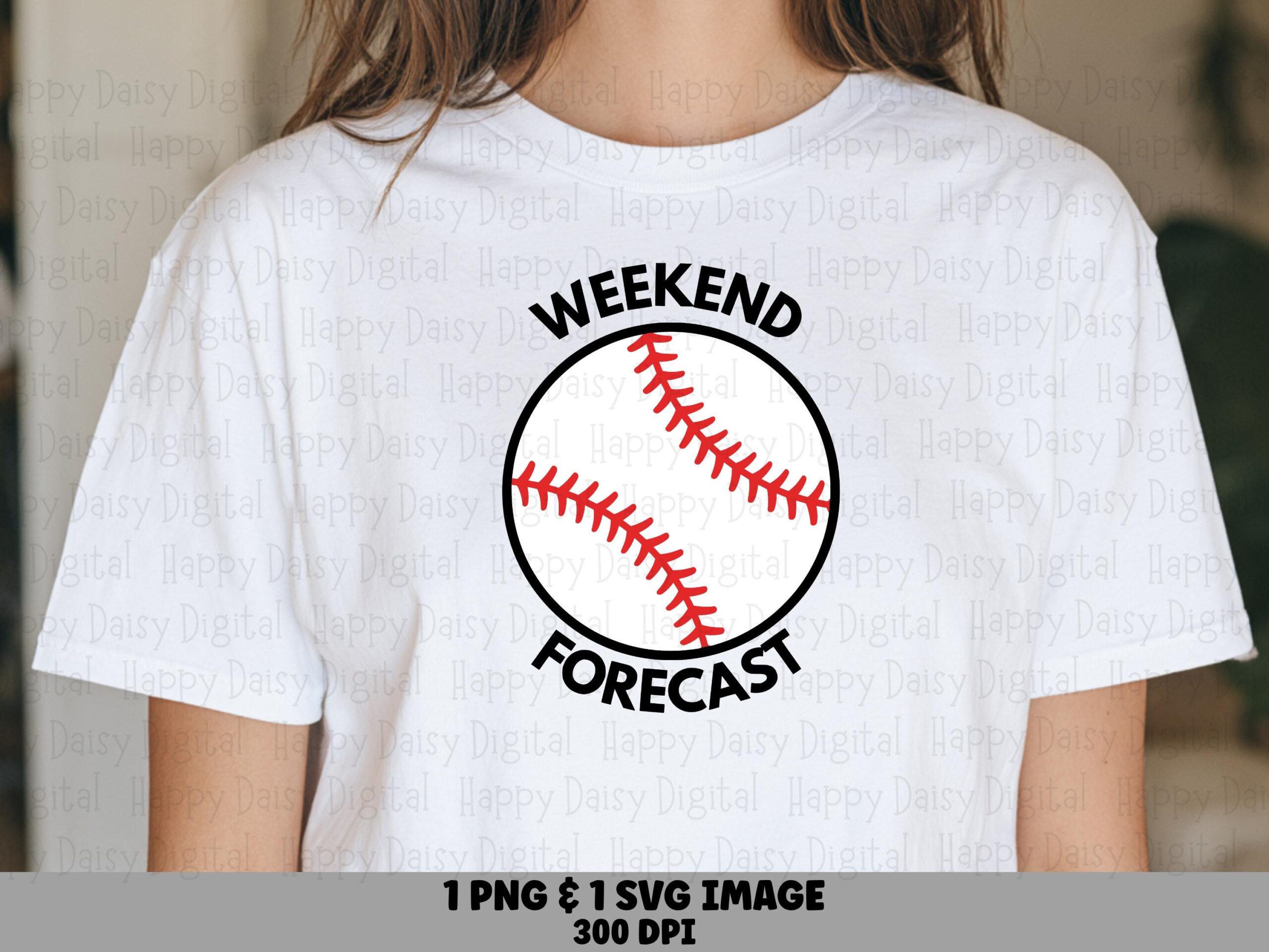 Weekend Forecast Png, Bold Fan Quote Design, Stitched Ball Graphic | Svg File, 300 DPI, Cricut Silhouette