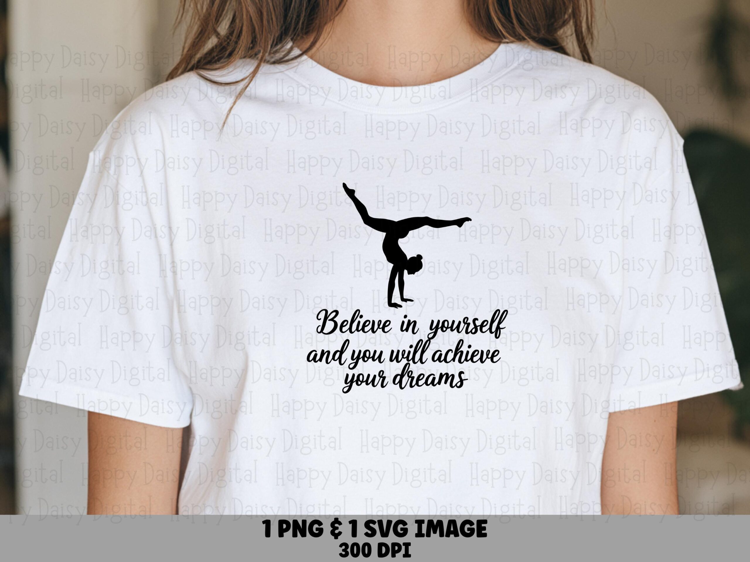 Believe In Yourself, Dance PNG Clipart - Gymnast Silhouette, Inspirational Script | 300 DPI, Transparent Background