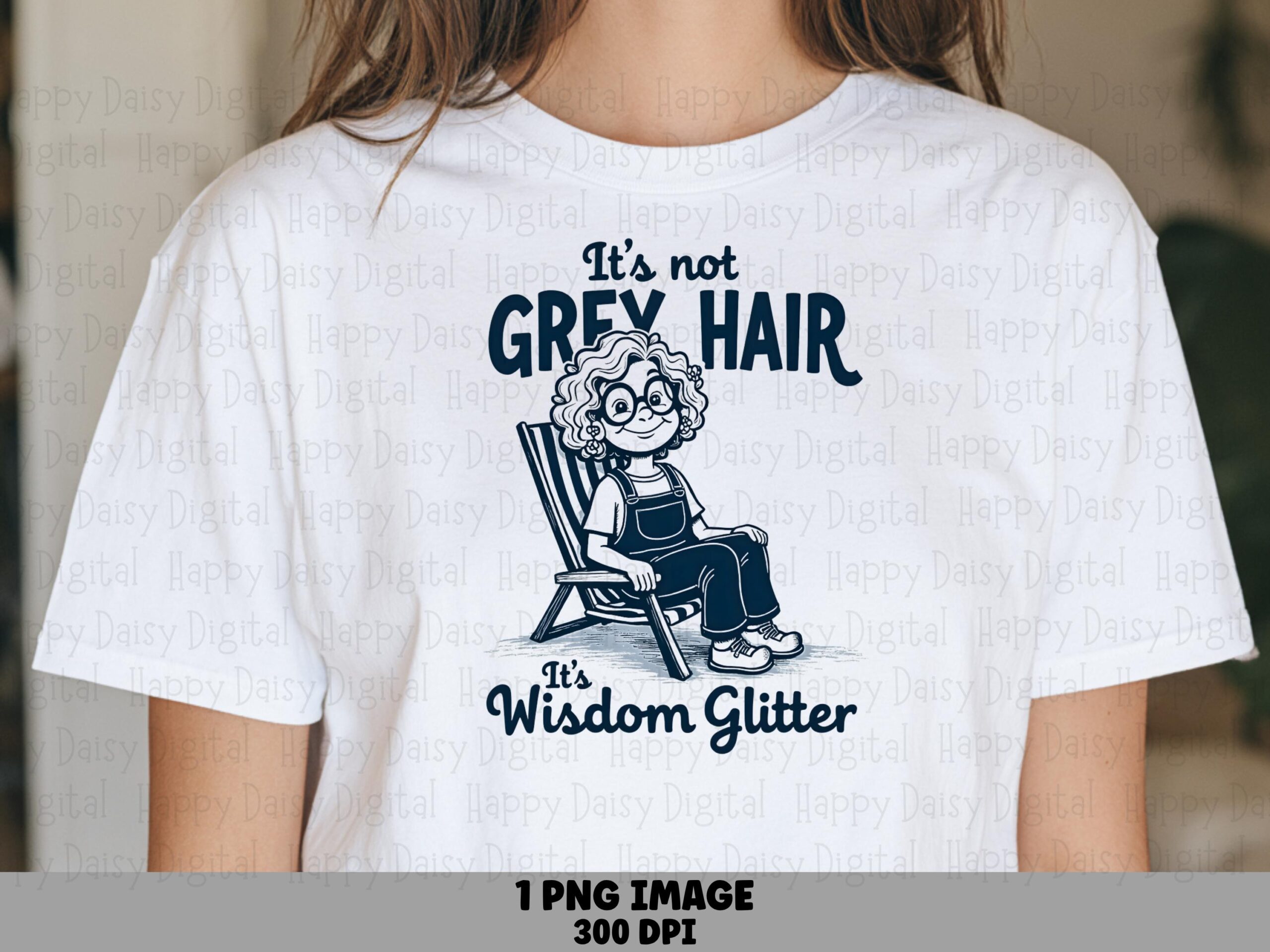 Wisdom Glitter, Grandma Illustration PNG, Aging Humor Design | Sublimation, Commercial Use | Print-Ready 300 DPI