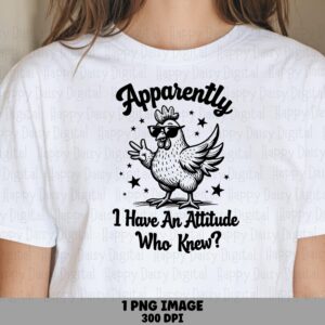 Chicken Attitude, Sassy Sunglasses Hen PNG Sublimation File | Commercial License, 300DPI - Clipart For POD