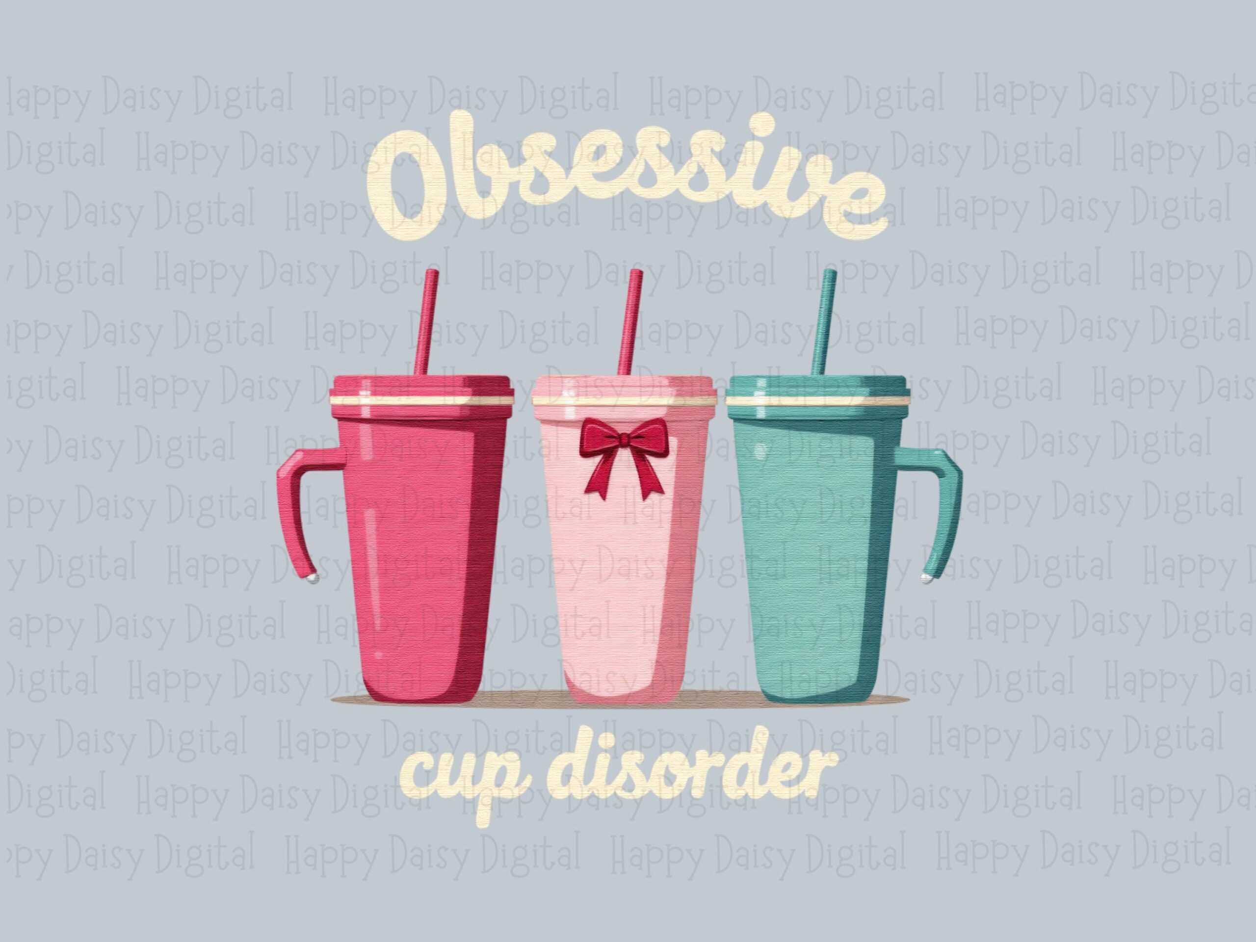 Cup Disorder, Colorful Tumbler Illustration, Humorous Drinkware PNG | Sublimation | Commercial License, 300 DPI - Image 2