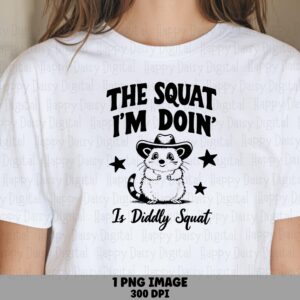 Diddly Squat, Cowboy Raccoon PNG | Sublimation, Commercial Use, 300 DPI - Funny Western Clipart For POD Sellers