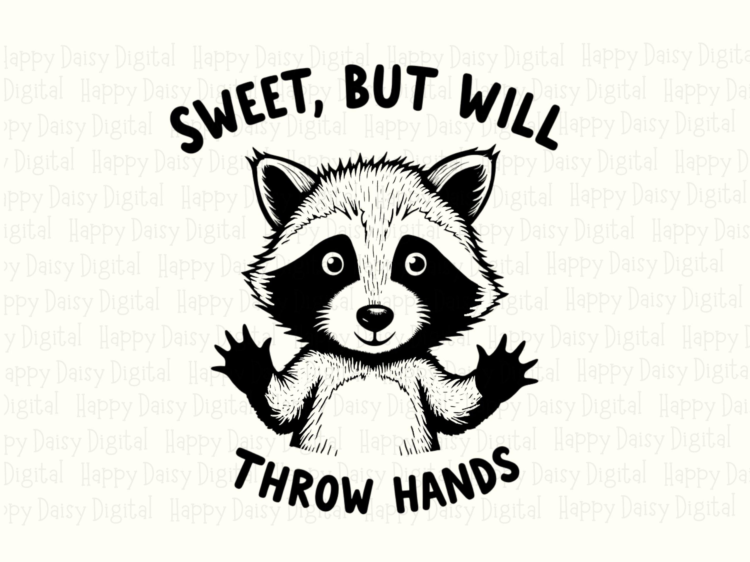 Throw Hands, Sassy Raccoon PNG | Sublimation Commercial Use, 300 DPI Clipart, For Cricut Canva POD - Image 2